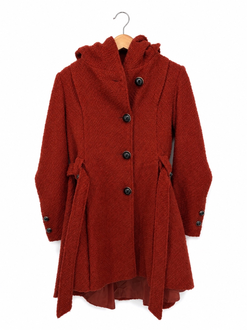 Sportoli Rust Red Orange Hooded Fit Flare Winter Coat Button Front Size Medium